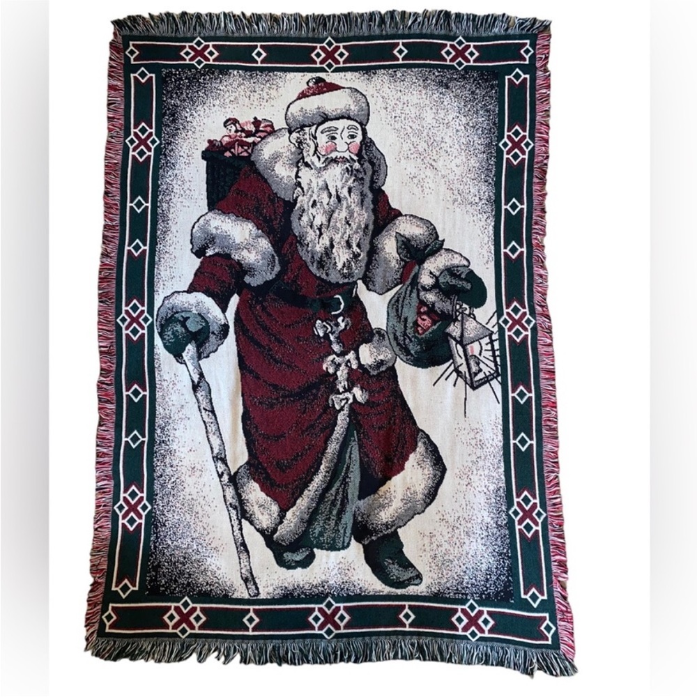 Christmas Vintage BEACON‎ Santa Claus Blanket/Throw Blanket Tapestry 48"x64"